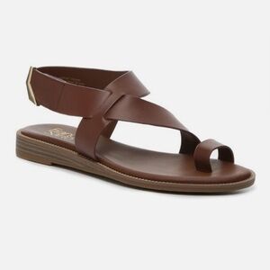 Franco Sarto Gensi Toe Loop Leather Sandal Brown